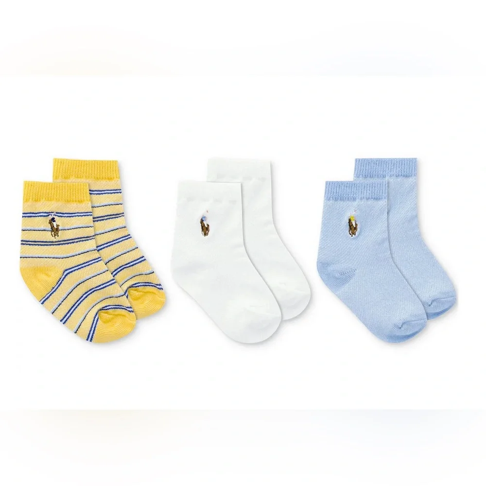 Polo Ralph Lauren Baby Boys Oxford Stripe Crew Socks, 3-Pack